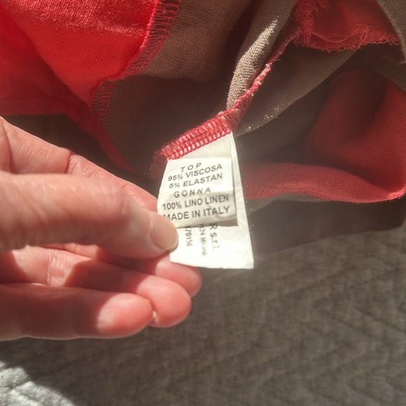 Mixed media, linen and cotton dress, made in Italy. - Picture 4 of 4